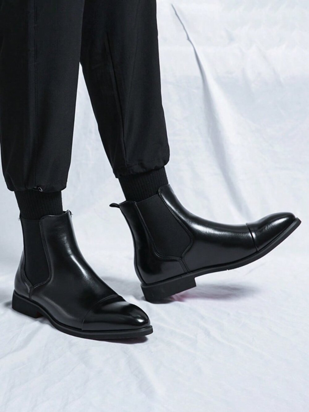 Black Casual Men's Round Toe Mid-Calf Handmade Work Style Loafers Shoes